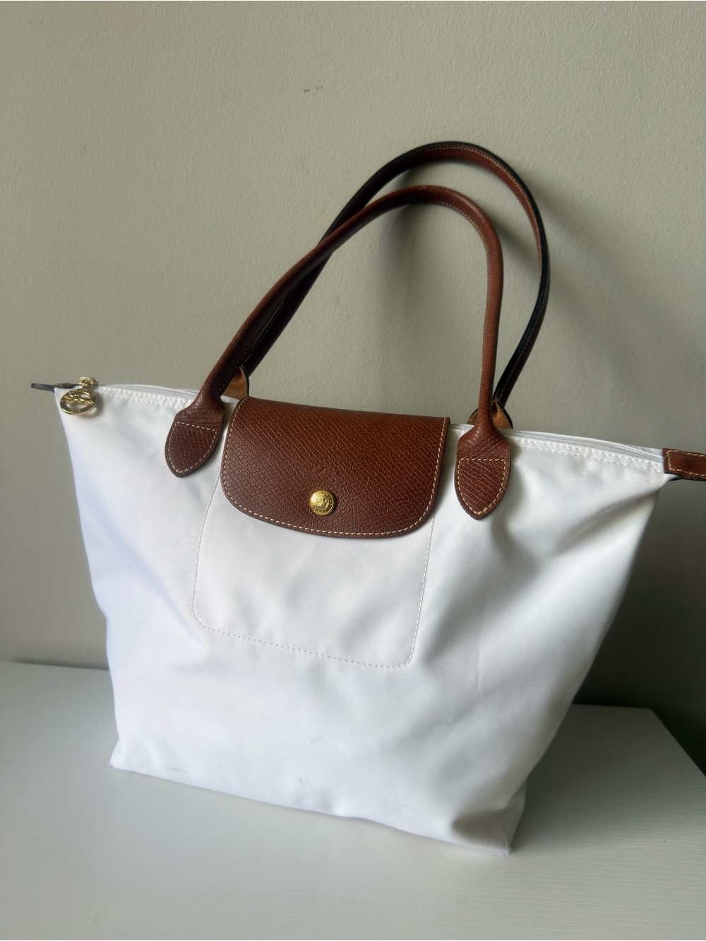 Longchamp Le Pliage Medium Shoulder Tote Bag – White